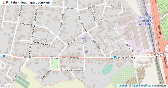 J. K. Tyla - mapa podnikání
