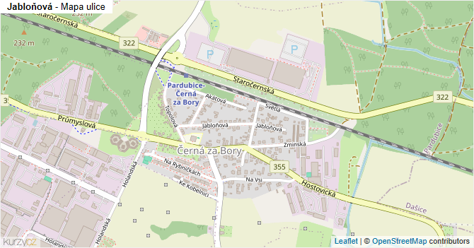 Jabloňová - mapa ulice