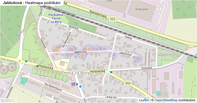 Jabloňová - mapa podnikání