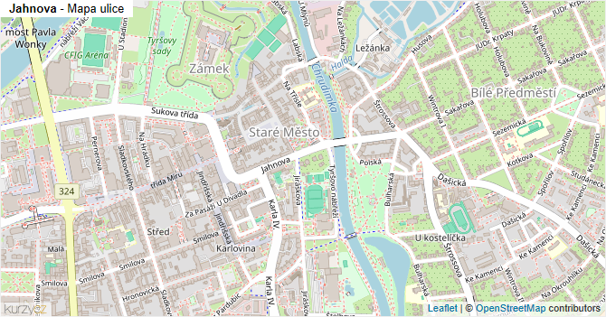 Jahnova - mapa ulice