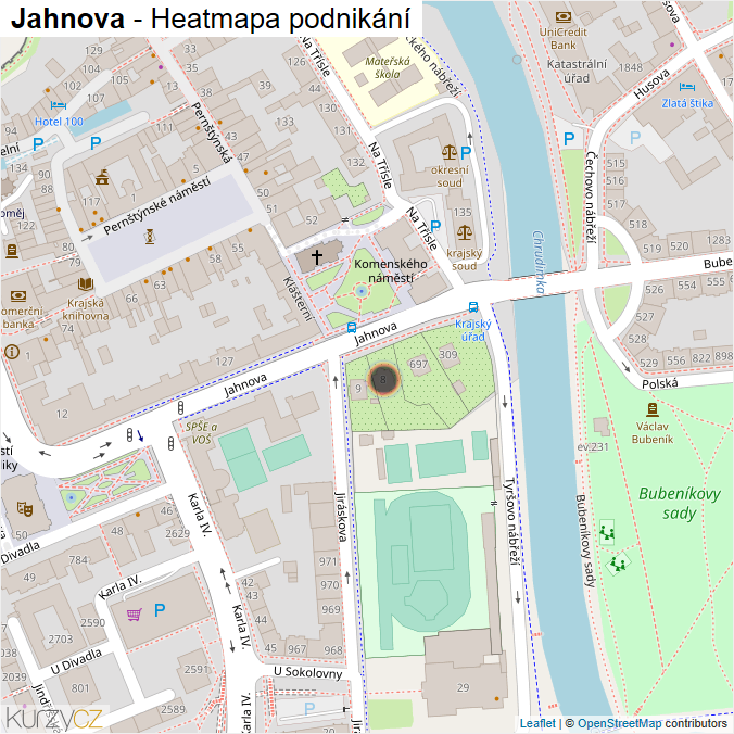 Mapa Jahnova - Firmy v ulici.