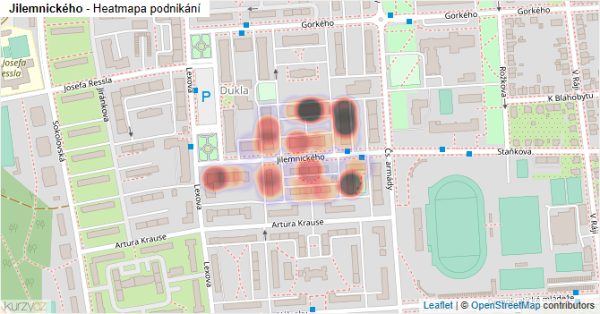 Jilemnického - mapa podnikání