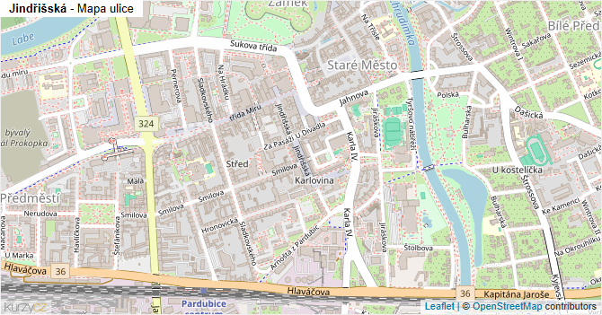 Jindřišská - mapa ulice