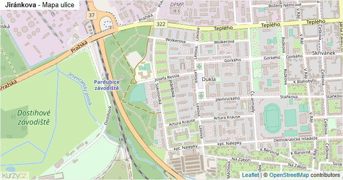 Jiránkova - mapa ulice