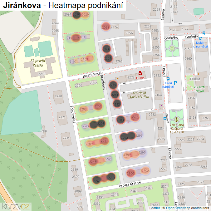 Mapa Jiránkova - Firmy v ulici.