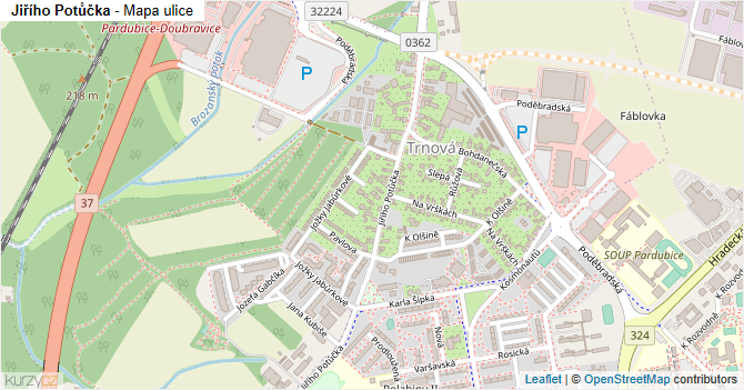 Jiřího Potůčka - mapa ulice