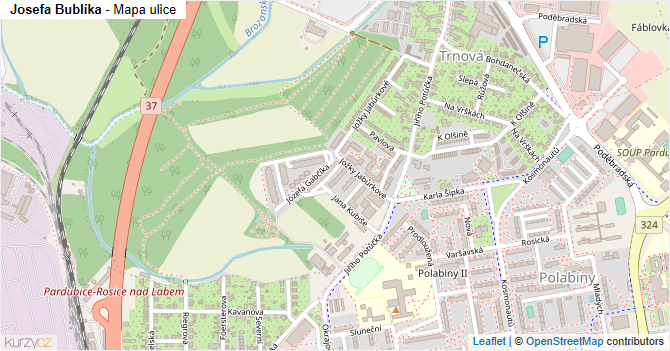 Josefa Bublíka - mapa ulice