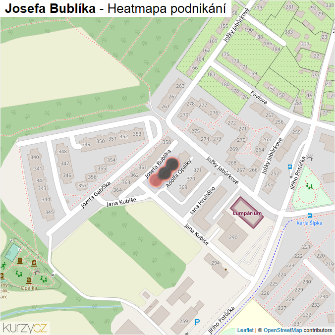 Mapa Josefa Bublíka - Firmy v ulici.