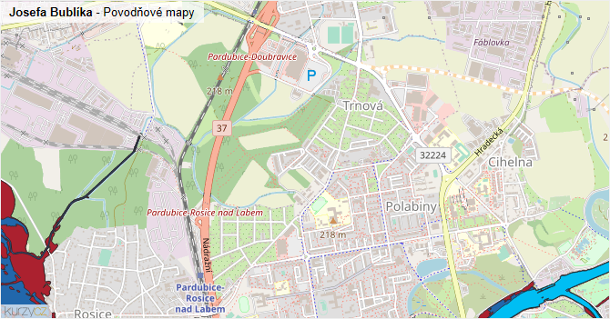 Josefa Bublíka - záplavové mapy stoleté vody
