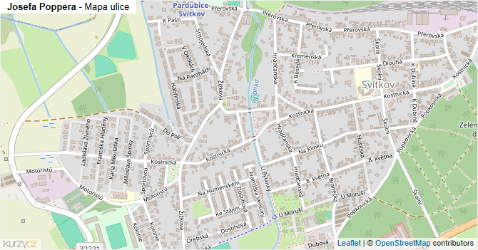 Josefa Poppera - mapa ulice