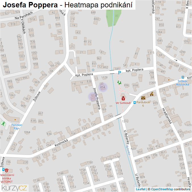 Mapa Josefa Poppera - Firmy v ulici.