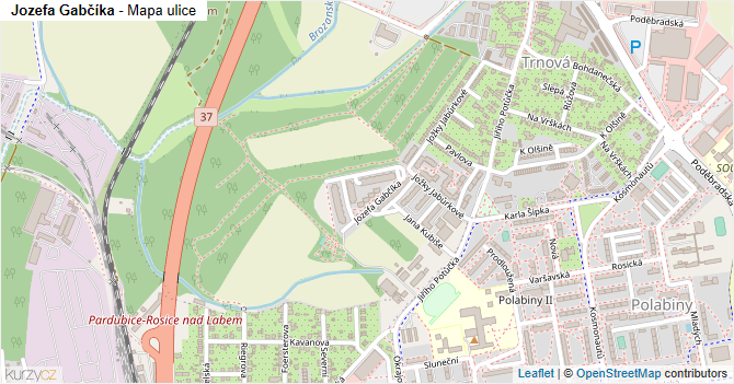 Jozefa Gabčíka - mapa ulice