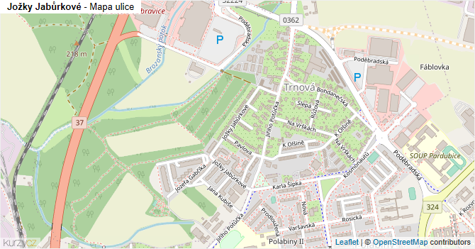 Jožky Jabůrkové - mapa ulice