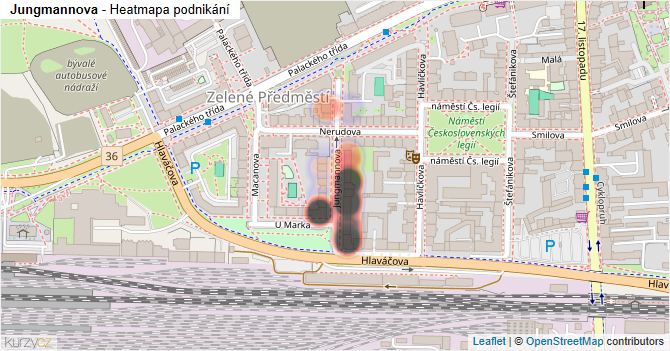 Jungmannova - mapa podnikání