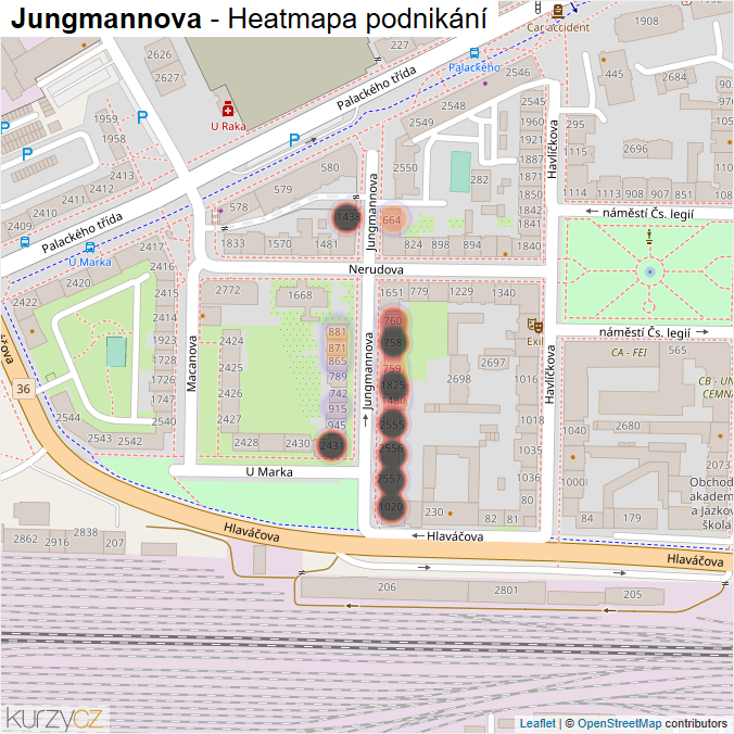 Mapa Jungmannova - Firmy v ulici.