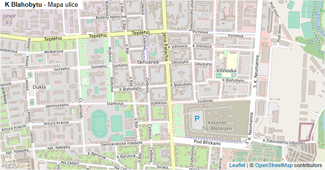K Blahobytu - mapa ulice