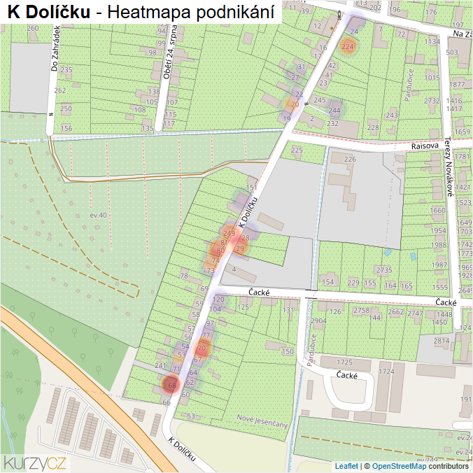 Mapa K Dolíčku - Firmy v ulici.