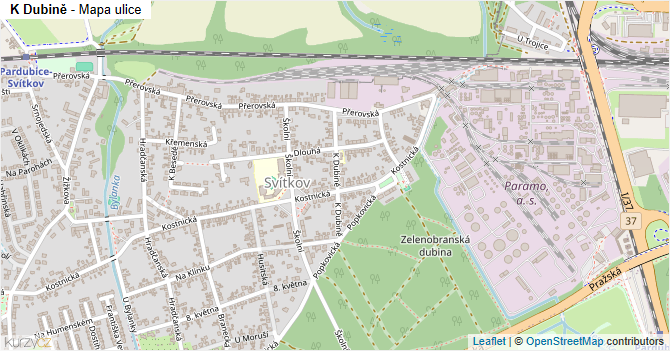 K Dubině - mapa ulice