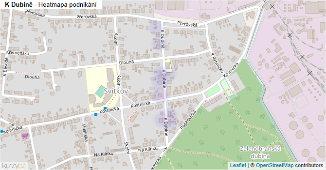 K Dubině - mapa podnikání