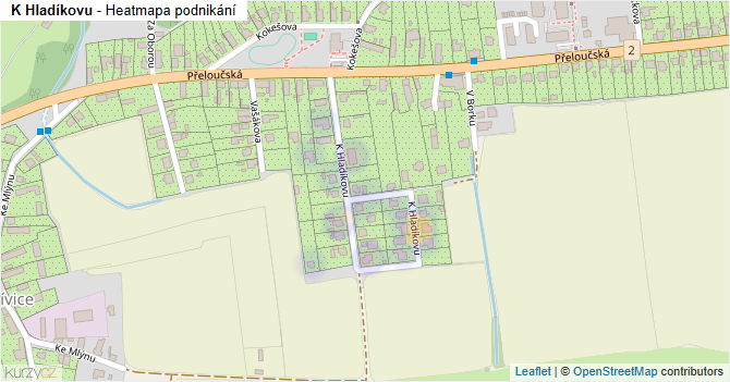 K Hladíkovu - mapa podnikání