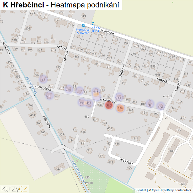 Mapa K Hřebčinci - Firmy v ulici.