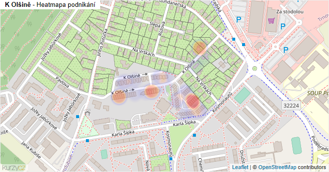 K Olšině - mapa podnikání