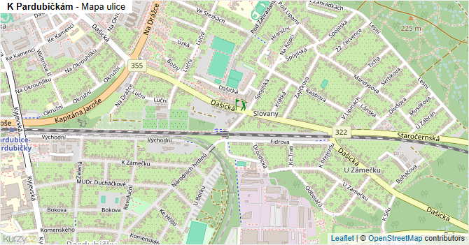K Pardubičkám - mapa ulice