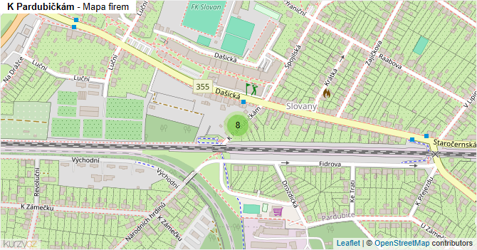 K Pardubičkám - mapa firem