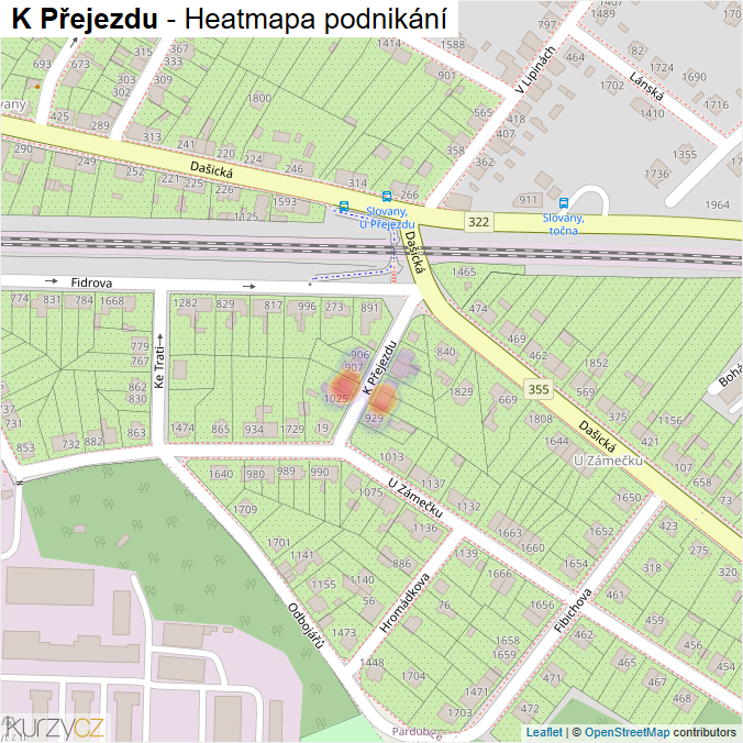 Mapa K Přejezdu - Firmy v ulici.