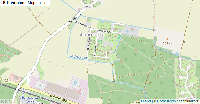 K Pustinám - mapa ulice