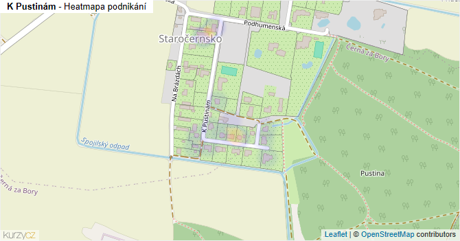 K Pustinám - mapa podnikání