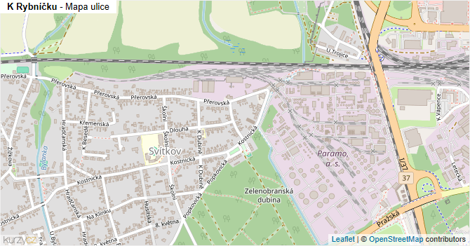 K Rybníčku - mapa ulice