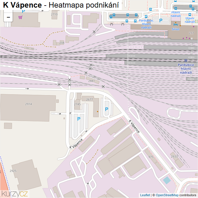 Mapa K Vápence - Firmy v ulici.