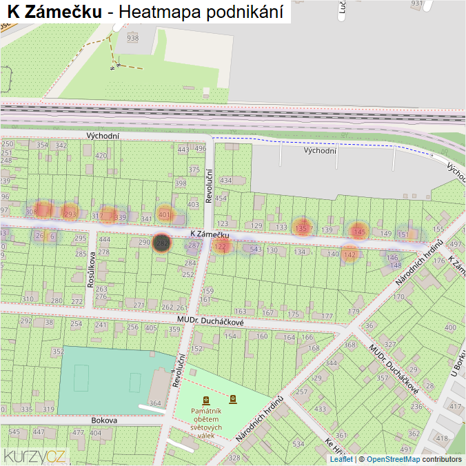 Mapa K Zámečku - Firmy v ulici.