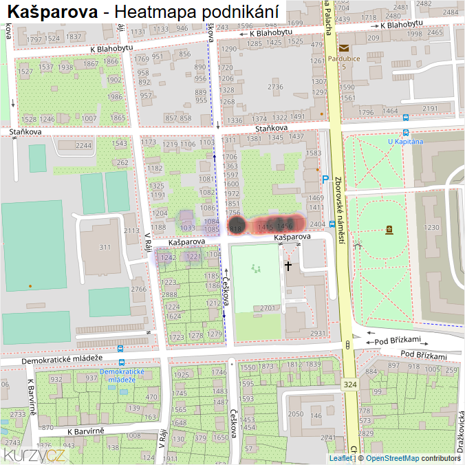 Mapa Kašparova - Firmy v ulici.