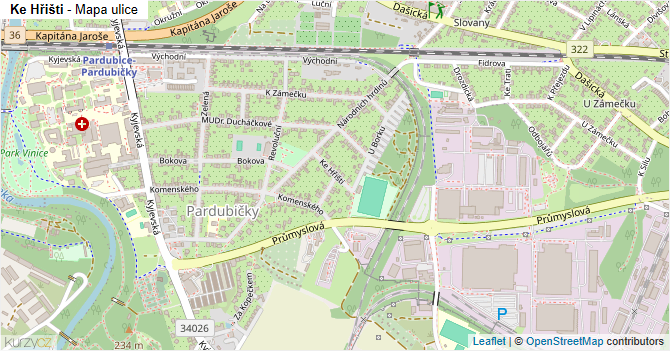 Ke Hřišti - mapa ulice