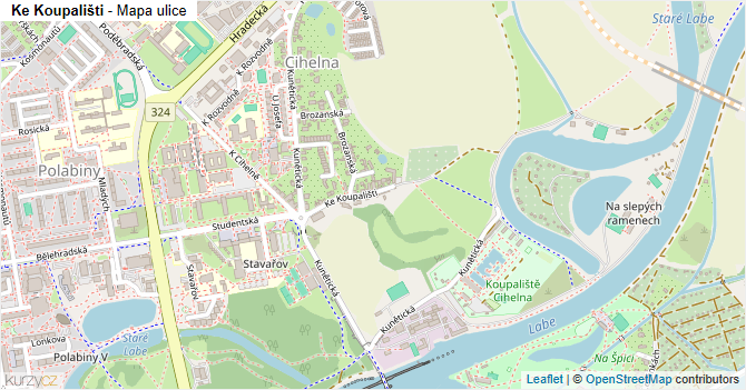 Ke Koupališti - mapa ulice