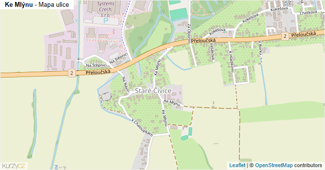 Ke Mlýnu - mapa ulice