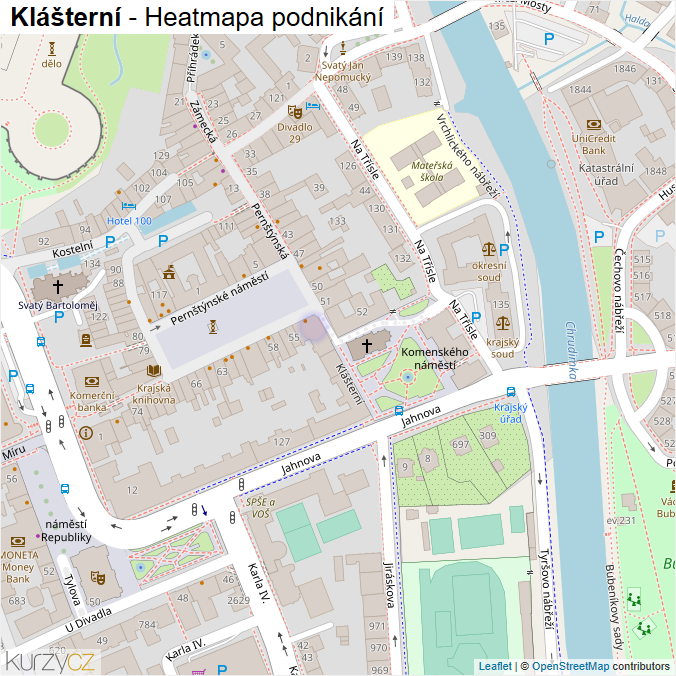 Mapa Klášterní - Firmy v ulici.