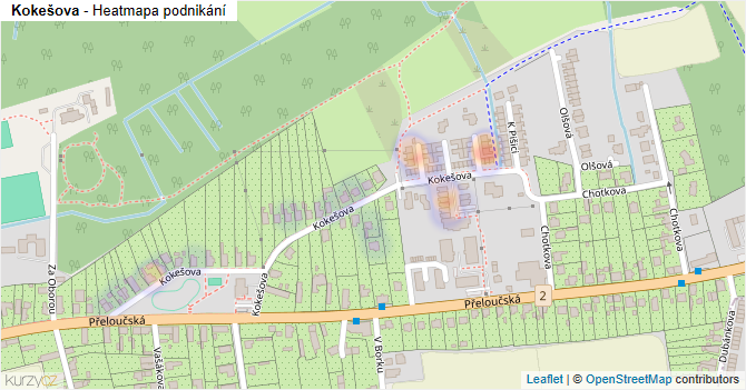 Kokešova - mapa podnikání