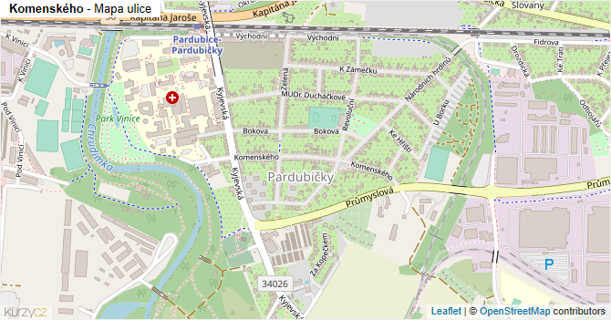 Komenského - mapa ulice