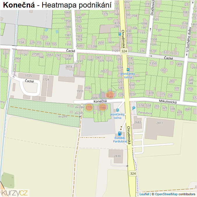 Mapa Konečná - Firmy v ulici.
