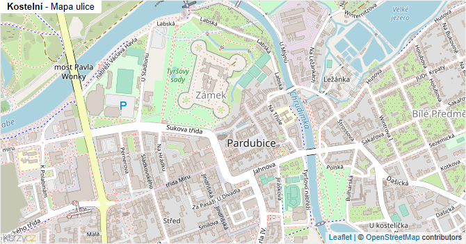 Kostelní - mapa ulice