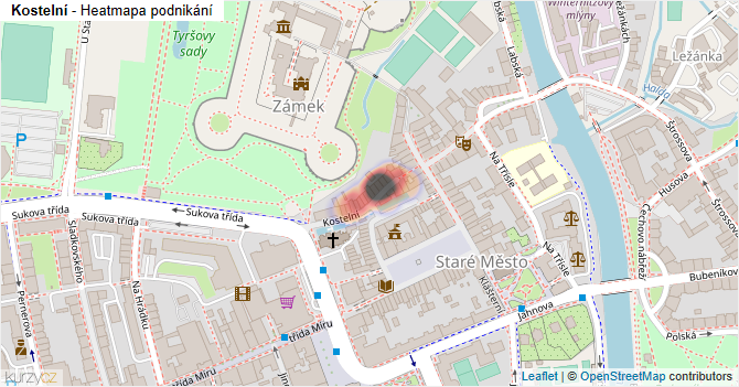 Kostelní - mapa podnikání