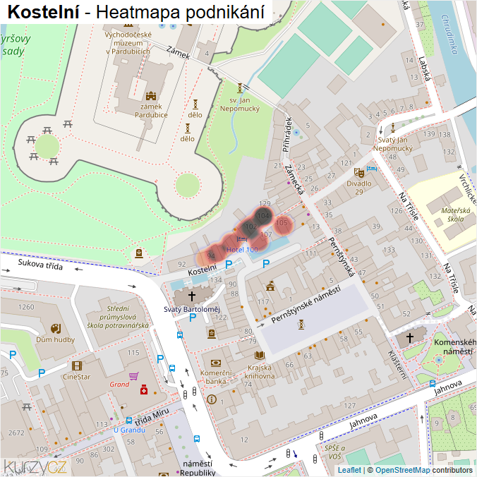 Mapa Kostelní - Firmy v ulici.