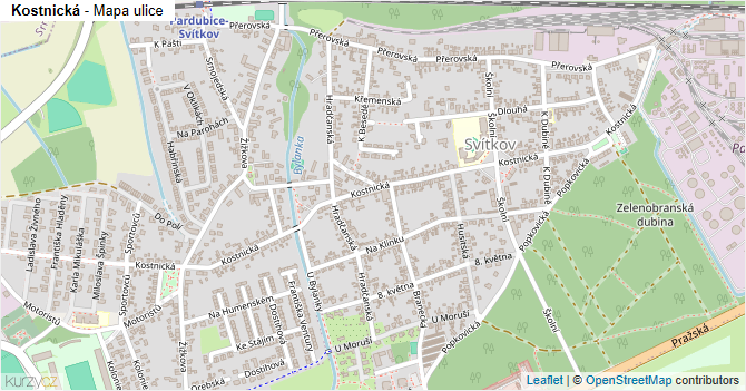 Kostnická - mapa ulice