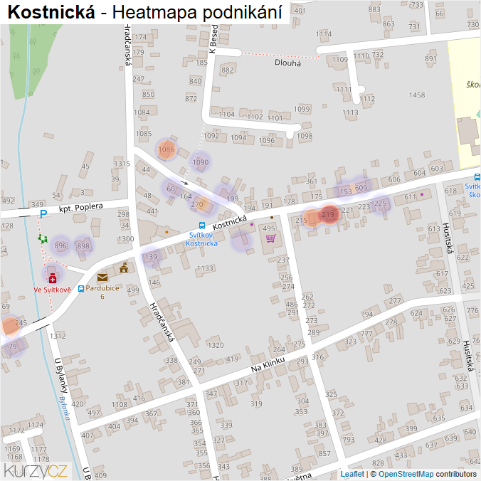 Mapa Kostnická - Firmy v ulici.