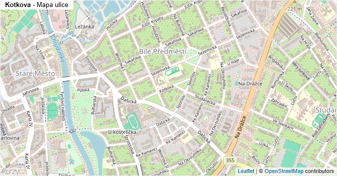 Kotkova - mapa ulice