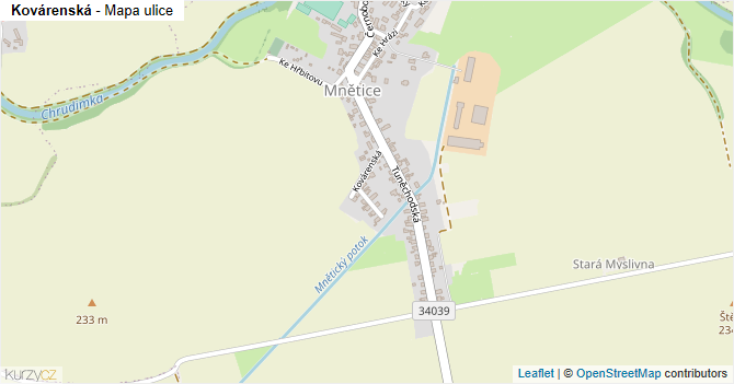 Kovárenská - mapa ulice