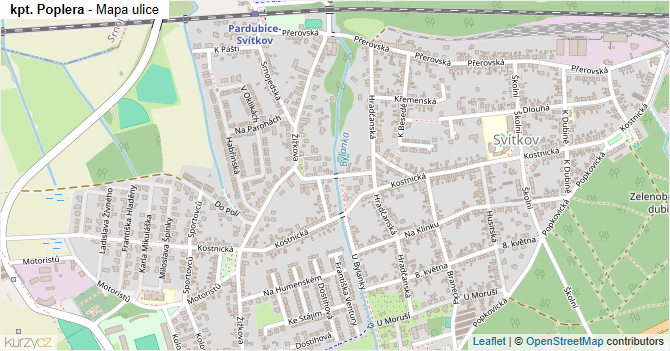 kpt. Poplera - mapa ulice